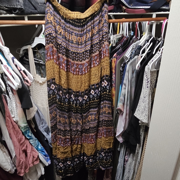 Multi-color & Black Earthbound Small Faux Wrap Pants - Picture 3 of 3